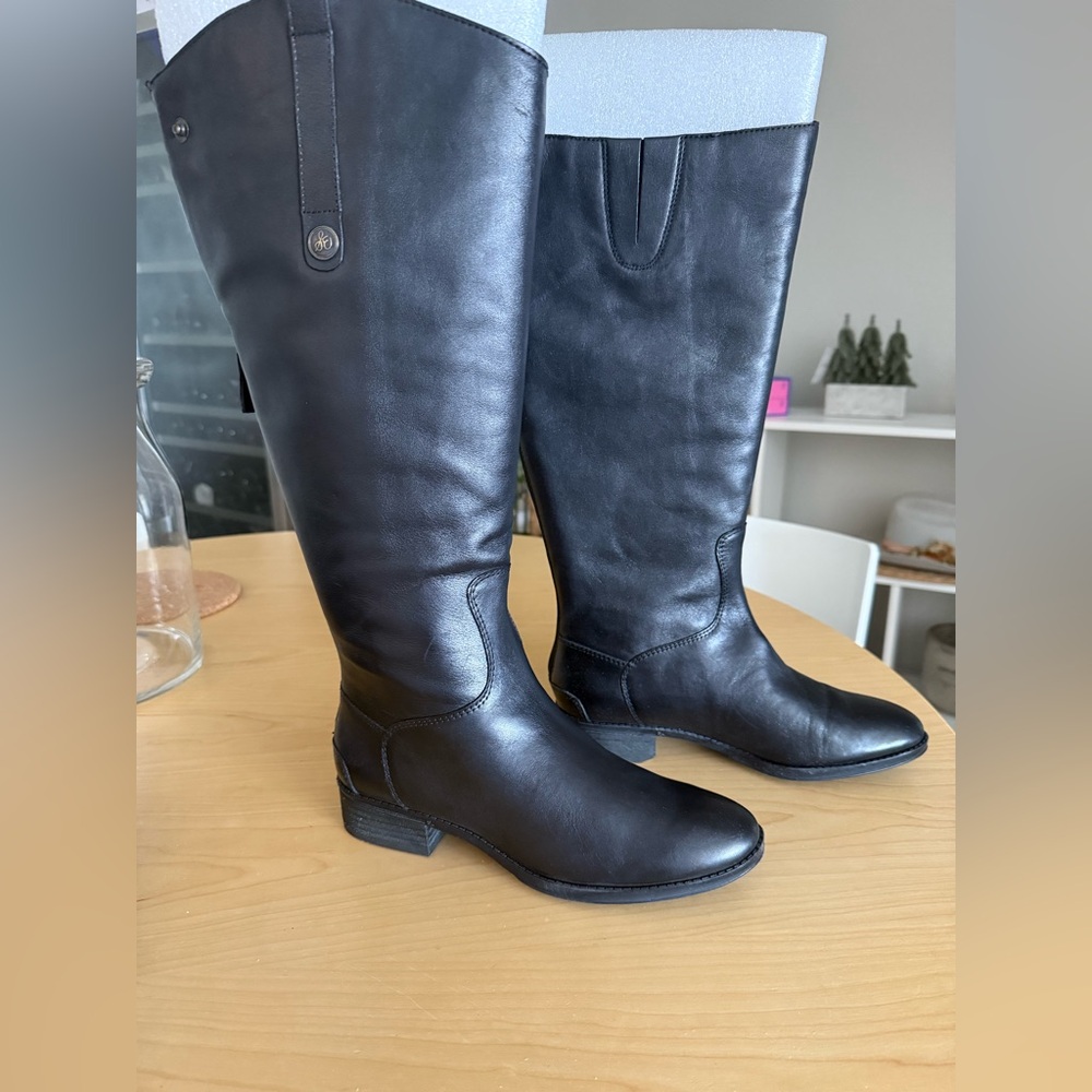 Never Work Sam Edelman Black Leather Knee-High Boots